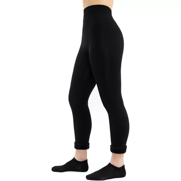 imageBEARPAW Womens Soft Faux Fur Lined Form Fitting Comfortable Warm Legging Smoothing High Waistband Ideal for Cold WeatherBlack