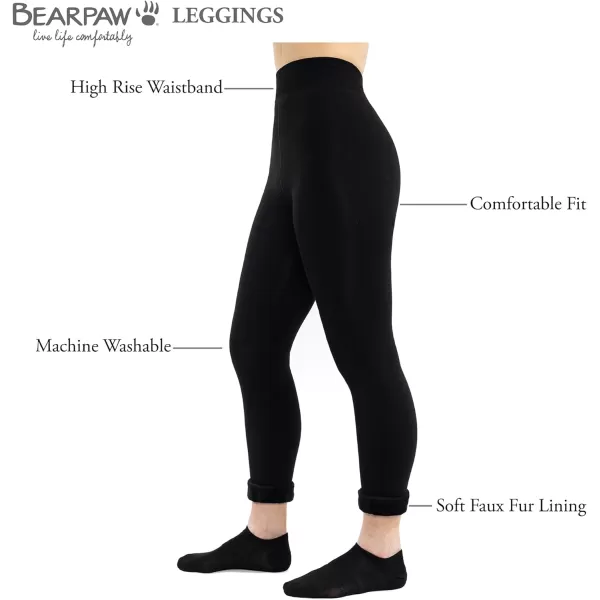 imageBEARPAW Womens Soft Faux Fur Lined Form Fitting Comfortable Warm Legging Smoothing High Waistband Ideal for Cold WeatherBlack