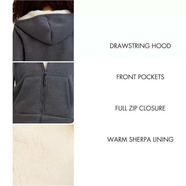 imageBEARPAW Womens Zip Up Sherpa Lined Hoodie with PocketsHeather Grey