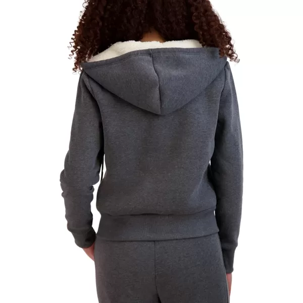 imageBEARPAW Womens Zip Up Sherpa Lined Hoodie with PocketsHeather Grey