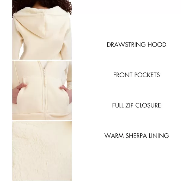 imageBEARPAW Womens Zip Up Sherpa Lined Hoodie with PocketsIvory