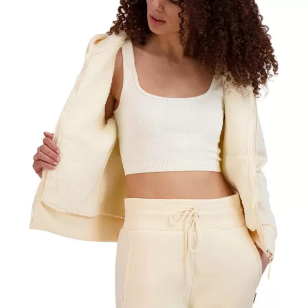 imageBEARPAW Womens Zip Up Sherpa Lined Hoodie with PocketsIvory
