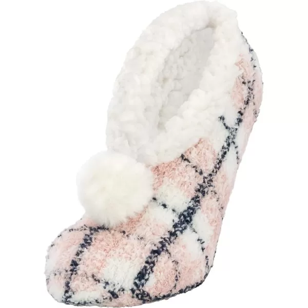 imageBEARPAW Super Soft Cozy Faux Shearling Lined Ballerina Slipper Socks With Skid Resistant BottomPinkplaid