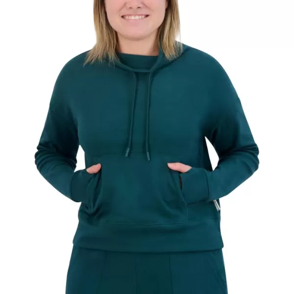 imageBEARPAW Womens Drawstring Funnel Neck Micro Fleece Pullover Fashion SweatshirtPine