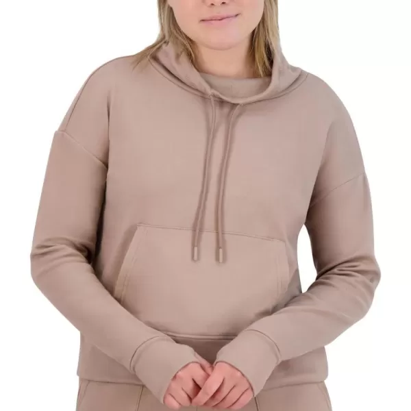 imageBEARPAW Womens Drawstring Funnel Neck Micro Fleece Pullover Fashion SweatshirtTaupe Gray