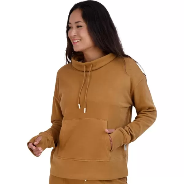 imageBEARPAW Womens Drawstring Funnel Neck Micro Fleece Pullover Fashion SweatshirtTobacco Brown
