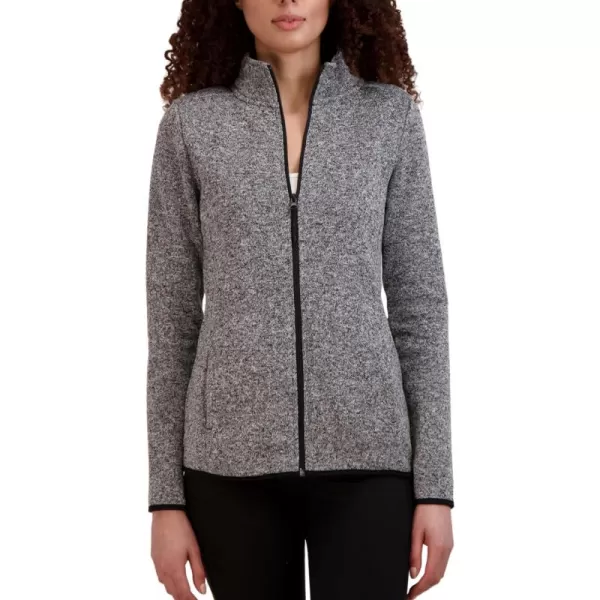 imageBEARPAW Womens High Neck Zip Up Tech Knit Jacket with PocketsHeather Grey