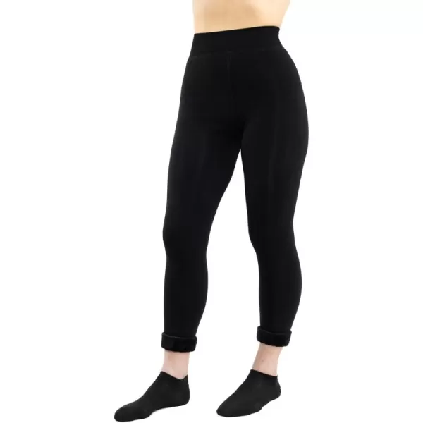 imageBEARPAW Womens Soft Faux Fur Lined Form Fitting Comfortable Warm Legging Smoothing High Waistband Ideal for Cold WeatherBlack