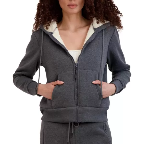 imageBEARPAW Womens Zip Up Sherpa Lined Hoodie with PocketsHeather Grey