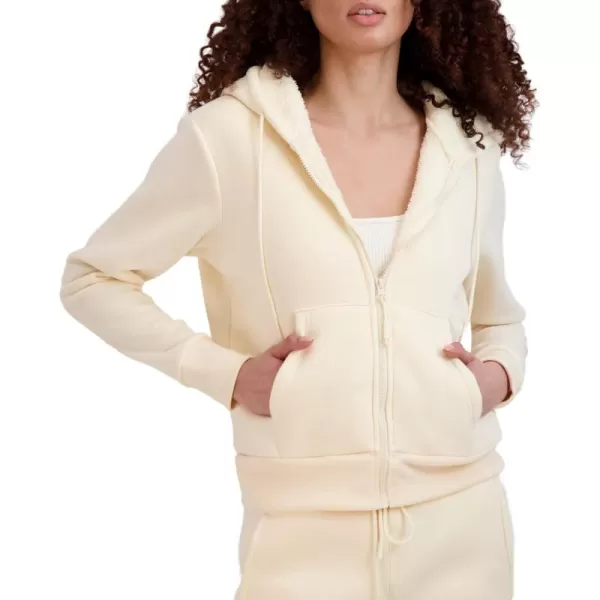 imageBEARPAW Womens Zip Up Sherpa Lined Hoodie with PocketsIvory