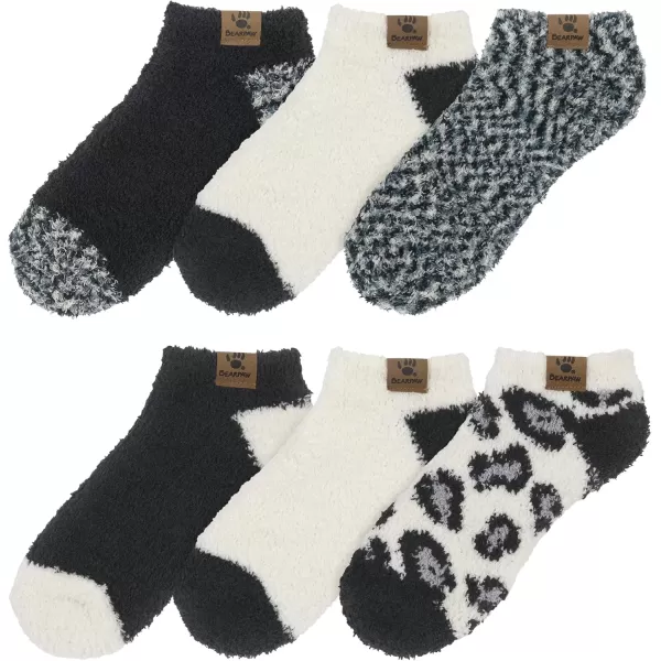 imageBEARPAW Ladies 6 Pair Pack Cozy Super Soft Warm Lounge Socks Multi Color Patterned Ankle and Low Cut PacksBlack