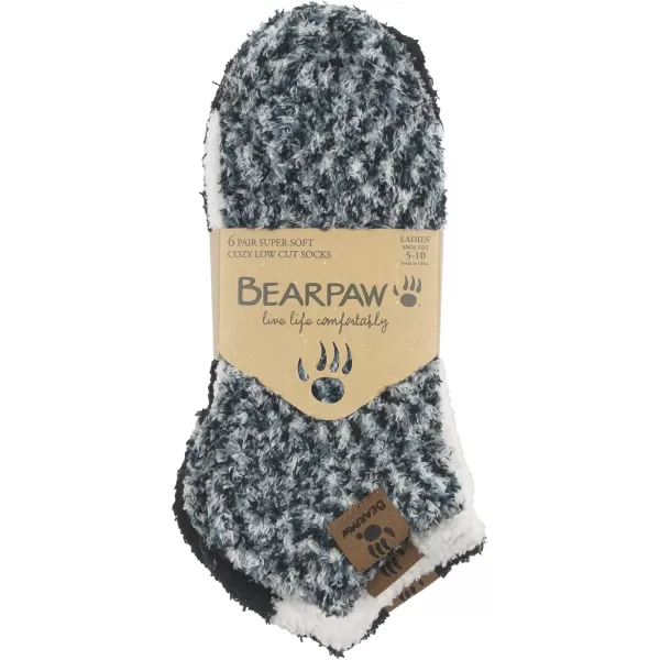 imageBEARPAW Ladies 6 Pair Pack Cozy Super Soft Warm Lounge Socks Multi Color Patterned Ankle and Low Cut PacksBlack