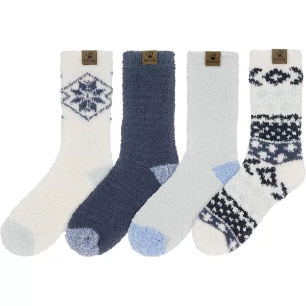 imageBEARPAW 4 Pair Pack Cozy Super Soft Lounge Socks Multi Pattern Crew SocksBlue Nights
