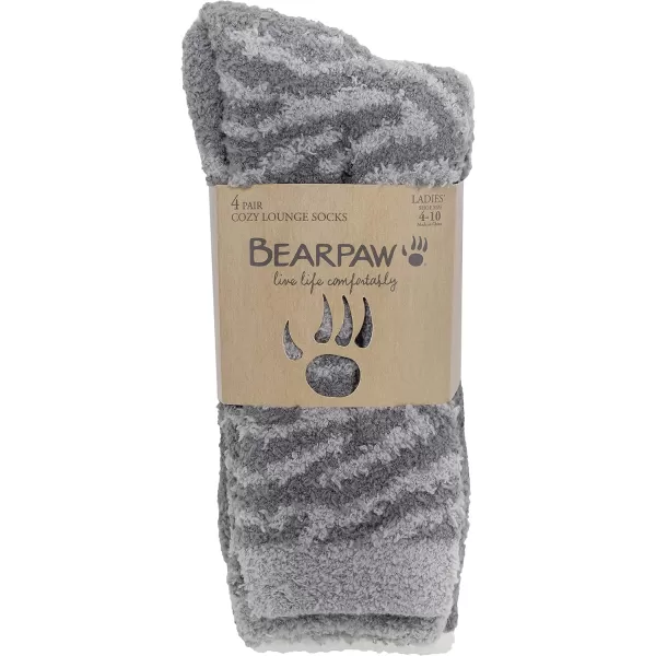 imageBEARPAW 4 Pair Pack Cozy Super Soft Lounge Socks Multi Pattern Crew SocksGrey