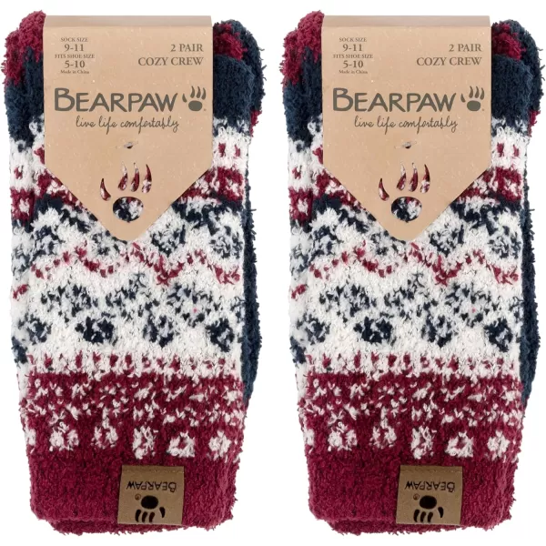 imageBEARPAW 4 Pair Pack Cozy Super Soft Lounge Socks Multi Pattern Crew SocksRed