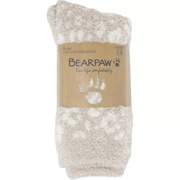 imageBEARPAW 4 Pair Pack Cozy Super Soft Lounge Socks Multi Pattern Crew SocksTan
