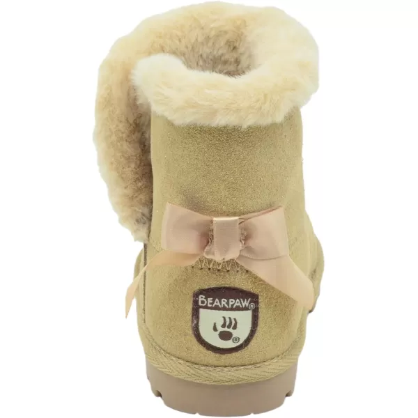 imageBEARPAW Toddler Suede Winter Bootie with FauxFur Lining Suede Shoes for Indoor and Outdoor Babies Soft Suede Ankle Boots with Hard Bottom SolesChampagne Glitter
