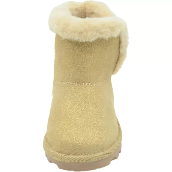 imageBEARPAW Toddler Suede Winter Bootie with FauxFur Lining Suede Shoes for Indoor and Outdoor Babies Soft Suede Ankle Boots with Hard Bottom SolesChampagne Glitter