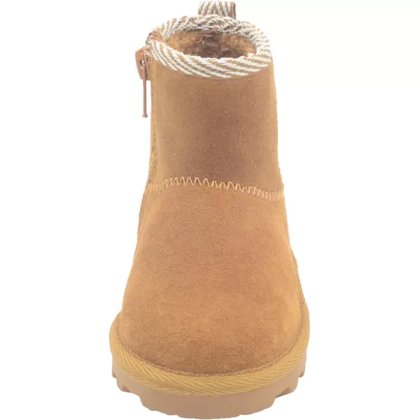 imageBEARPAW Toddler Suede Winter Bootie with FauxFur Lining Suede Shoes for Indoor and Outdoor Babies Soft Suede Ankle Boots with Hard Bottom SolesChestnut With Woven Collar
