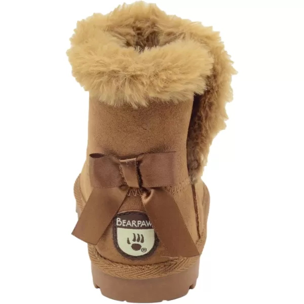 imageBEARPAW Toddler Suede Winter Bootie with FauxFur Lining Suede Shoes for Indoor and Outdoor Babies Soft Suede Ankle Boots with Hard Bottom SolesChestnut Glitter