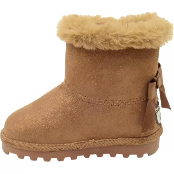 imageBEARPAW Toddler Suede Winter Bootie with FauxFur Lining Suede Shoes for Indoor and Outdoor Babies Soft Suede Ankle Boots with Hard Bottom SolesChestnut Glitter