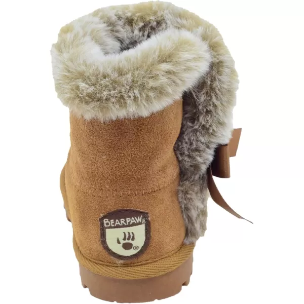 imageBEARPAW Toddler Suede Winter Bootie with FauxFur Lining Suede Shoes for Indoor and Outdoor Babies Soft Suede Ankle Boots with Hard Bottom SolesChestnut
