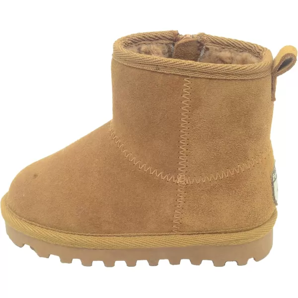 imageBEARPAW Toddler Suede Winter Bootie with FauxFur Lining Suede Shoes for Indoor and Outdoor Babies Soft Suede Ankle Boots with Hard Bottom SolesChestnut4