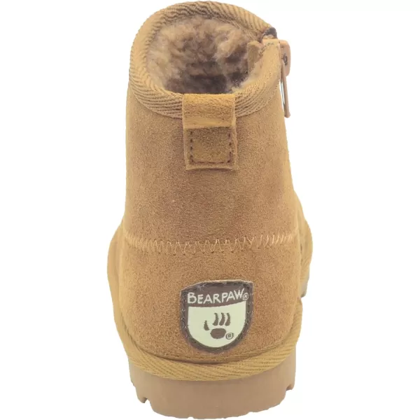 imageBEARPAW Toddler Suede Winter Bootie with FauxFur Lining Suede Shoes for Indoor and Outdoor Babies Soft Suede Ankle Boots with Hard Bottom SolesChestnut4