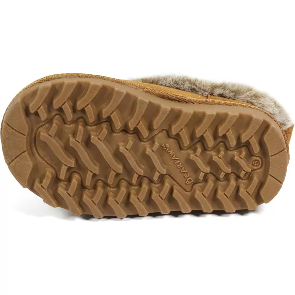 imageBEARPAW Toddler Suede Winter Bootie with FauxFur Lining Suede Shoes for Indoor and Outdoor Babies Soft Suede Ankle Boots with Hard Bottom SolesChestnut1