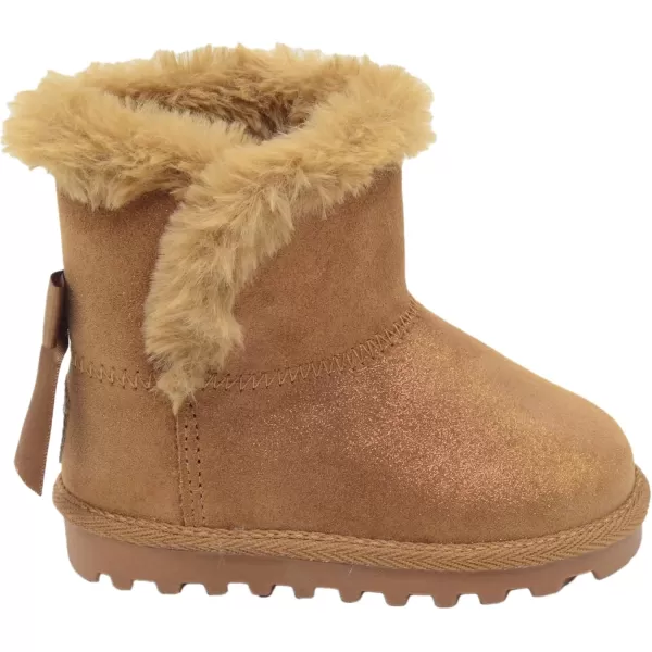 imageBEARPAW Toddler Suede Winter Bootie with FauxFur Lining Suede Shoes for Indoor and Outdoor Babies Soft Suede Ankle Boots with Hard Bottom SolesChestnut Glitter