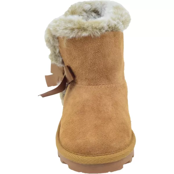 imageBEARPAW Toddler Suede Winter Bootie with FauxFur Lining Suede Shoes for Indoor and Outdoor Babies Soft Suede Ankle Boots with Hard Bottom SolesChestnut