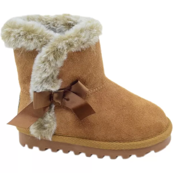 imageBEARPAW Toddler Suede Winter Bootie with FauxFur Lining Suede Shoes for Indoor and Outdoor Babies Soft Suede Ankle Boots with Hard Bottom SolesChestnut