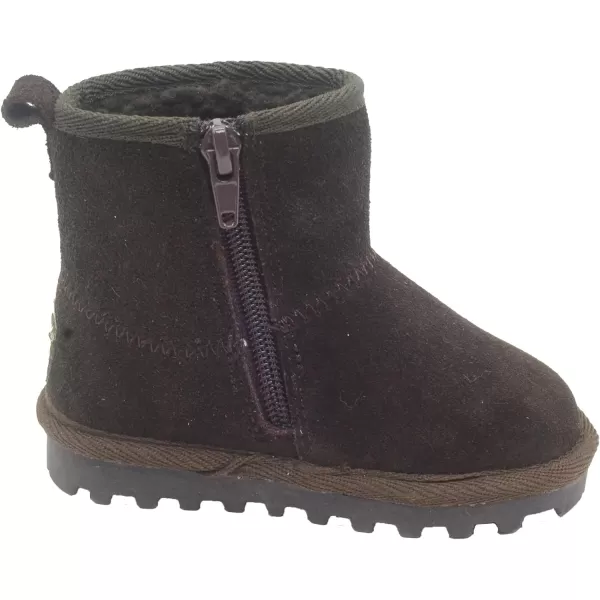 imageBEARPAW Toddler Suede Winter Bootie with FauxFur Lining Suede Shoes for Indoor and Outdoor Babies Soft Suede Ankle Boots with Hard Bottom SolesChocolate