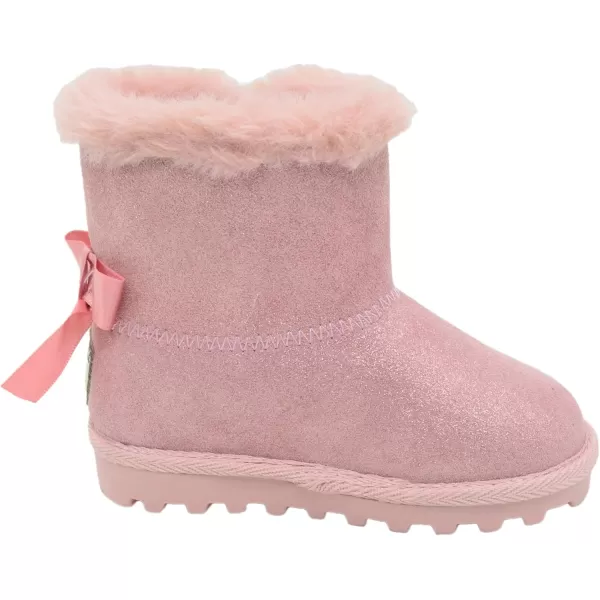 imageBEARPAW Toddler Suede Winter Bootie with FauxFur Lining Suede Shoes for Indoor and Outdoor Babies Soft Suede Ankle Boots with Hard Bottom SolesRose Gold Glitter