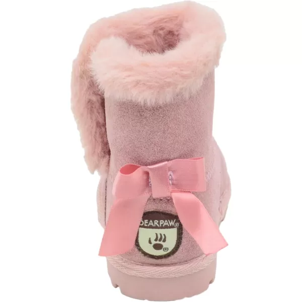 imageBEARPAW Toddler Suede Winter Bootie with FauxFur Lining Suede Shoes for Indoor and Outdoor Babies Soft Suede Ankle Boots with Hard Bottom SolesRose Gold Glitter