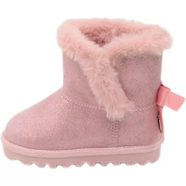 imageBEARPAW Toddler Suede Winter Bootie with FauxFur Lining Suede Shoes for Indoor and Outdoor Babies Soft Suede Ankle Boots with Hard Bottom SolesRose Gold Glitter