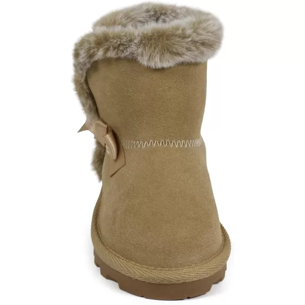 imageBEARPAW Toddler Suede Winter Bootie with FauxFur Lining Suede Shoes for Indoor and Outdoor Babies Soft Suede Ankle Boots with Hard Bottom SolesTan