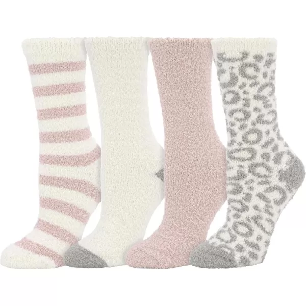 imageBEARPAW 4 Pair Pack Cozy Super Soft Lounge Socks Multi Pattern Crew SocksBasicpink