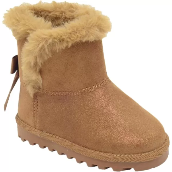 imageBEARPAW Toddler Suede Winter Bootie with FauxFur Lining Suede Shoes for Indoor and Outdoor Babies Soft Suede Ankle Boots with Hard Bottom SolesChestnut Glitter