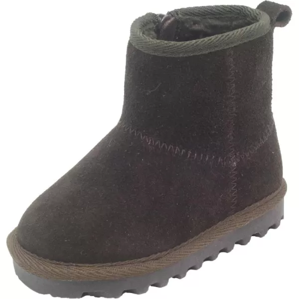 imageBEARPAW Toddler Suede Winter Bootie with FauxFur Lining Suede Shoes for Indoor and Outdoor Babies Soft Suede Ankle Boots with Hard Bottom SolesChocolate