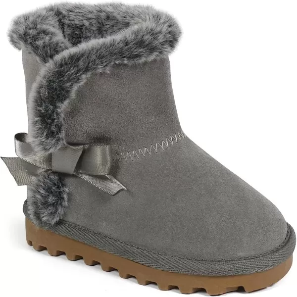 imageBEARPAW Toddler Suede Winter Bootie with FauxFur Lining Suede Shoes for Indoor and Outdoor Babies Soft Suede Ankle Boots with Hard Bottom SolesGrey