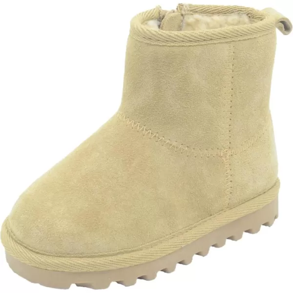 imageBEARPAW Toddler Suede Winter Bootie with FauxFur Lining Suede Shoes for Indoor and Outdoor Babies Soft Suede Ankle Boots with Hard Bottom SolesTan3