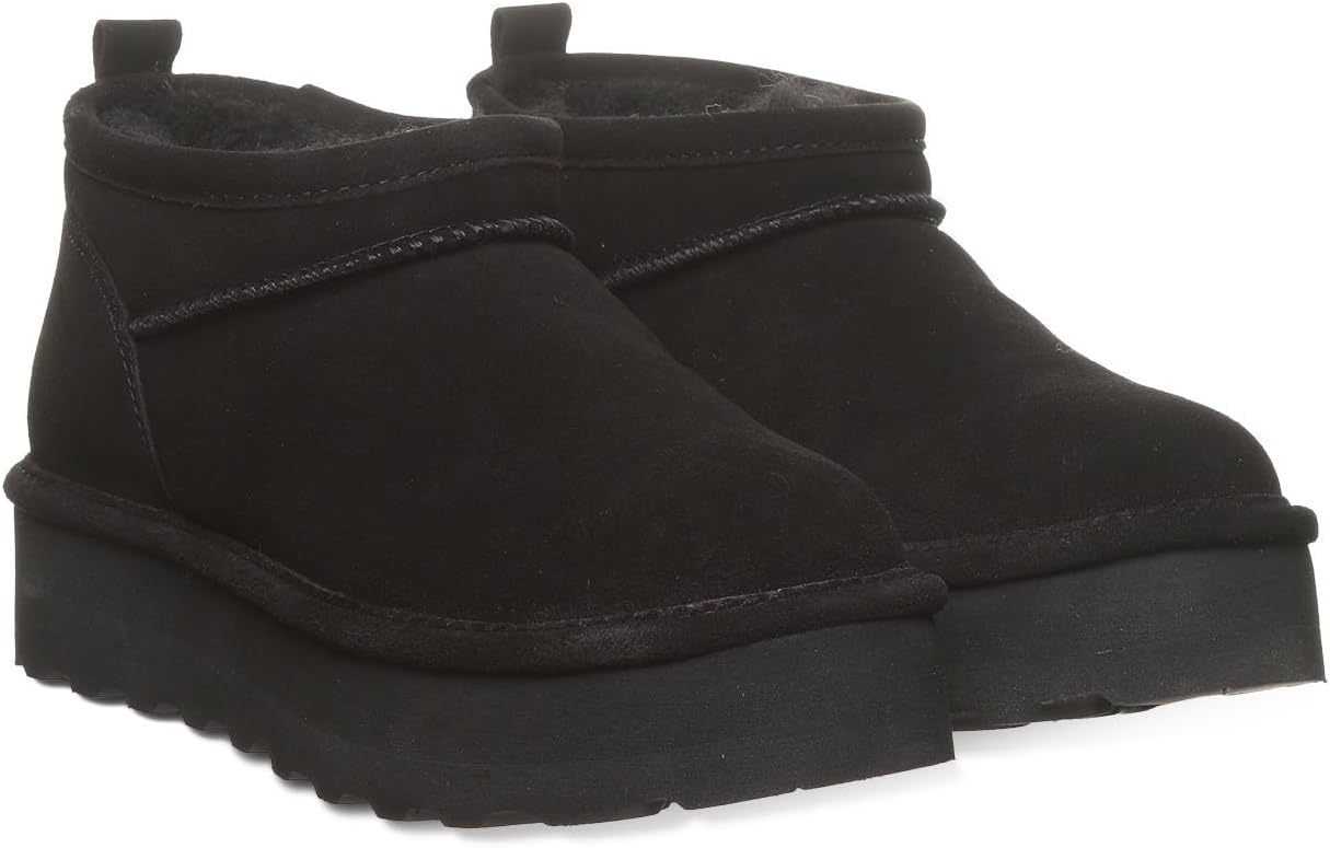 imageBEARPAW Womens Retro Super Shorty Boot  Womens Ankle Boot  Womens Slip On Boot  Comfortable Winter Boot  Multiple Colors ampamp SizesBlack