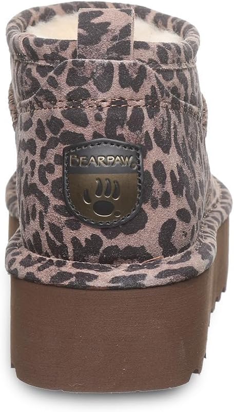 imageBEARPAW Womens Retro Super Shorty Boot  Womens Ankle Boot  Womens Slip On Boot  Comfortable Winter Boot  Multiple Colors ampamp SizesLeopard