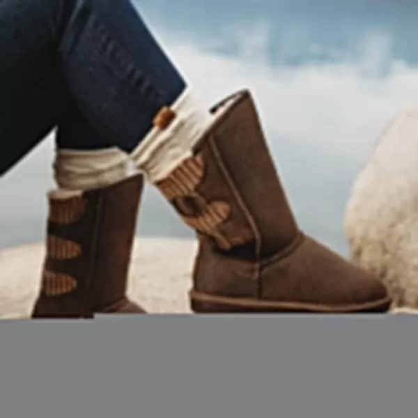 imageBEARPAW Womens Boshie Multiple Colors  Womens Boot Classic Suede  Womens Slip On Boot  Comfortable Winter BootChestnut Distressed