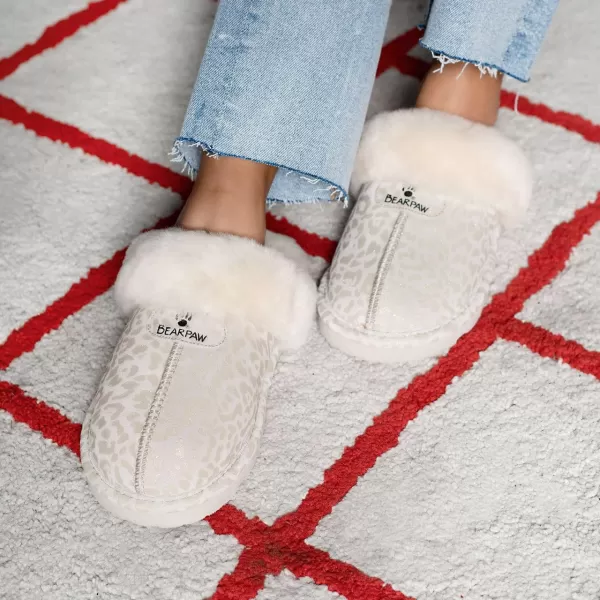 imageBEARPAW Womens Loki Exotic Multiple Colors  Womens Slippers  Womens Shoes  Comfortable ampamp LightWeightWinter White Leopard Glitter
