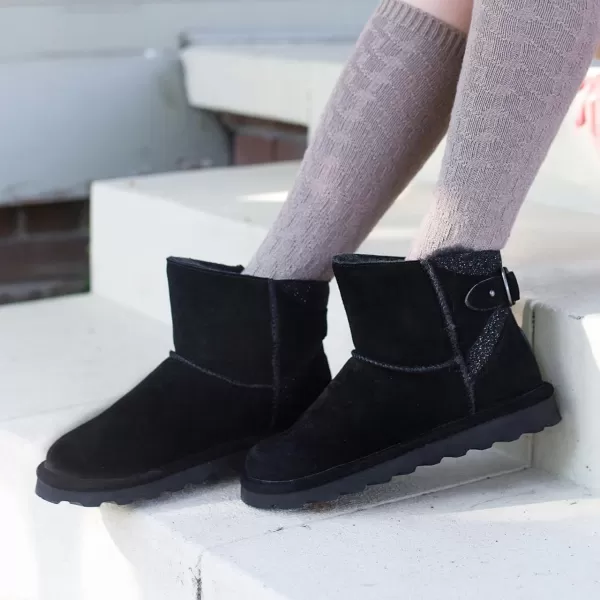 imageBEARPAW Womens Betty Multiple Colors  Womens Ankle Bootie  Womens Slip On Boot  Comfortable Winter BootBlack Caviar