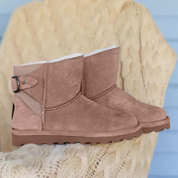 imageBEARPAW Womens Betty Multiple Colors  Womens Ankle Bootie  Womens Slip On Boot  Comfortable Winter BootTaupe Caviar