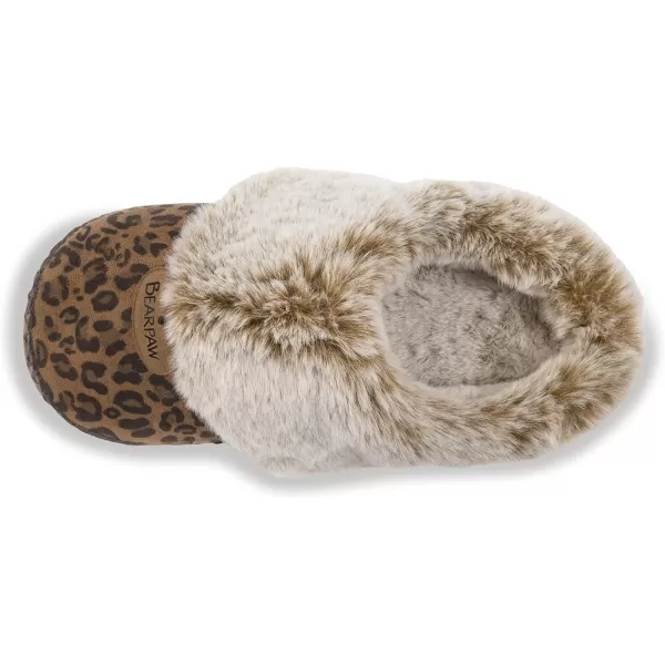 imageBEARPAW Womens Indoor Microsuede Faux Fur Lined Soft Sole Slipper With Skid Resistant BottomNatural Leopard