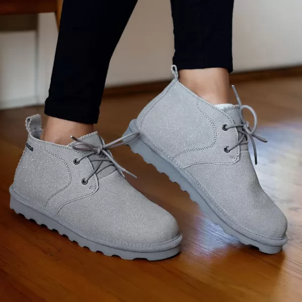 imageBEARPAW Womens Skye Multiple Colors  Womens Chukka Bootie  Womens Slip On Boot  Comfortable Winter BootGray Fog Caviar